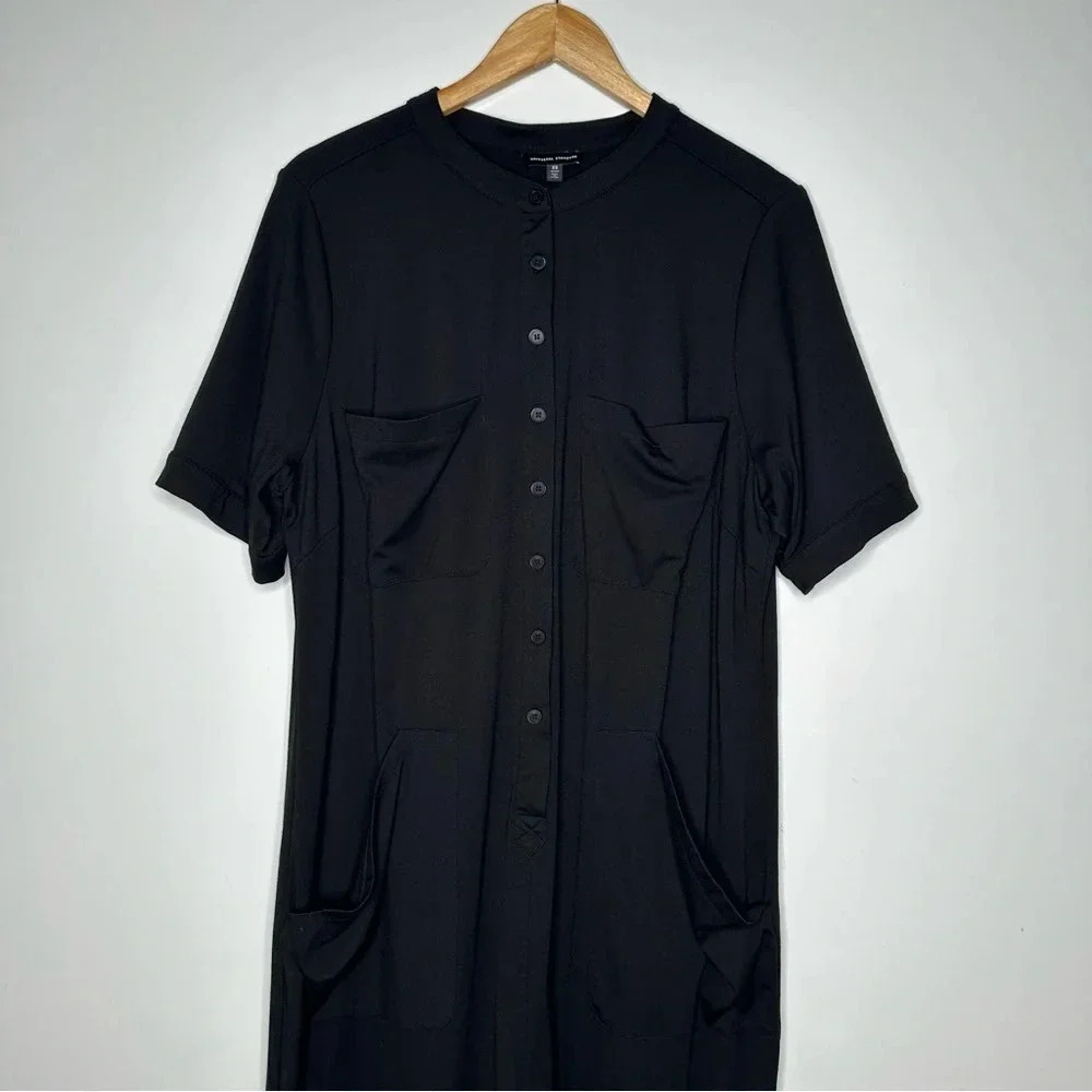 Universal Standard Black Button Front Wide Leg Ju… - image 2